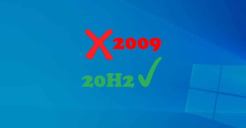 Windows 10 Oktober 2020 Update Entfernt die Versionsnummer des Betriebssystems