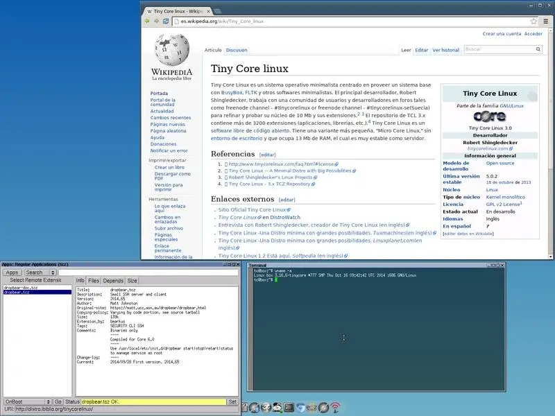 Tiny Core Linux a Chromium