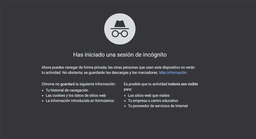 Mode incognito de Chrome