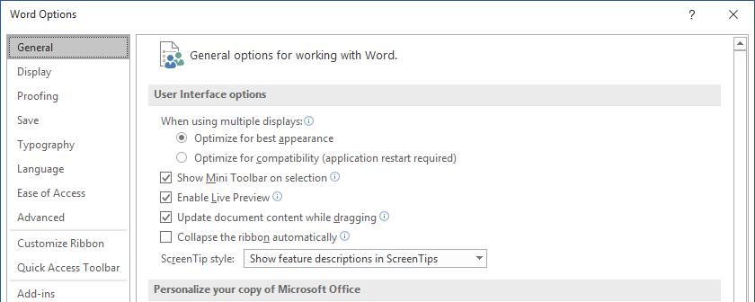 microsoft word mini toolbar