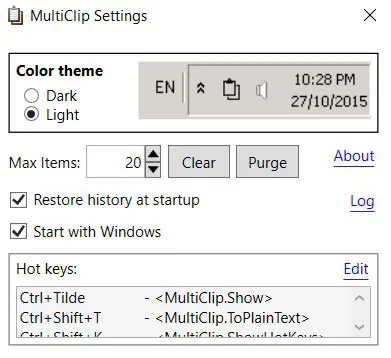 Multiclip Settings