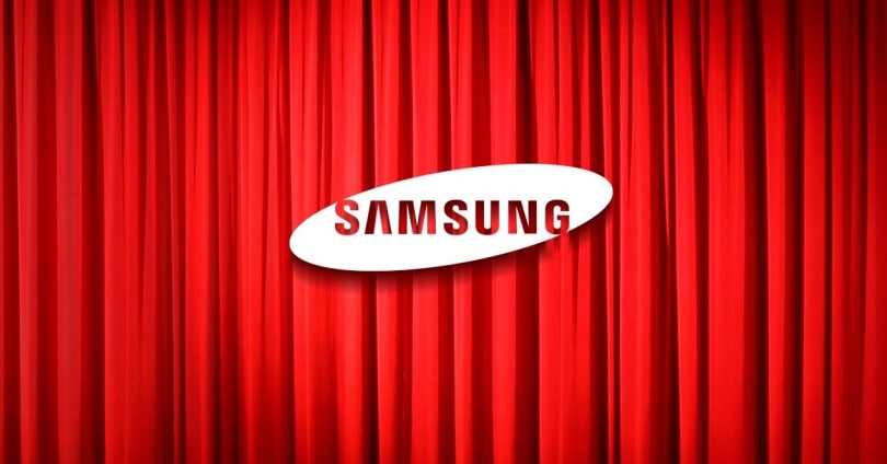 samsung logo y toldo rojo