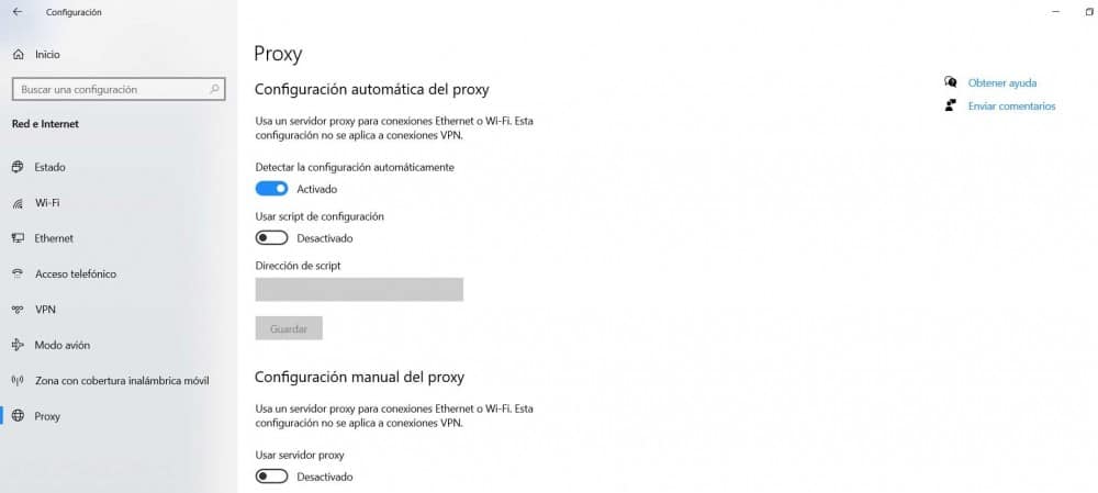 Configurar un proxy en Windows