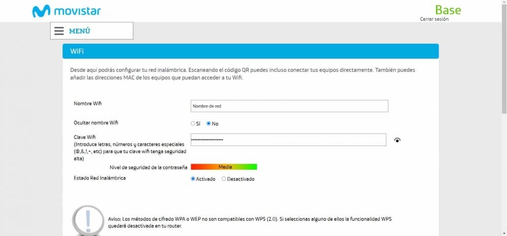 Cambiar nombre de red en el router Movistar HGU