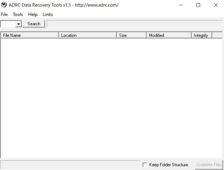 Interfaz vigtigste ADRC Data Recovery Tools