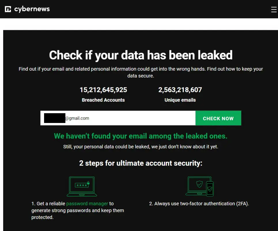 check if your mail has been leaked