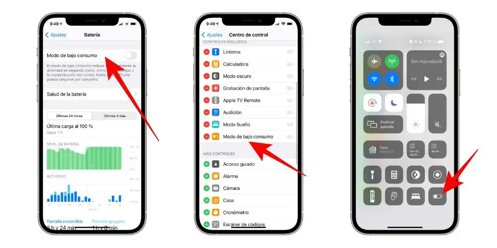 MODO BAJO CONSUMO iPhone IOS