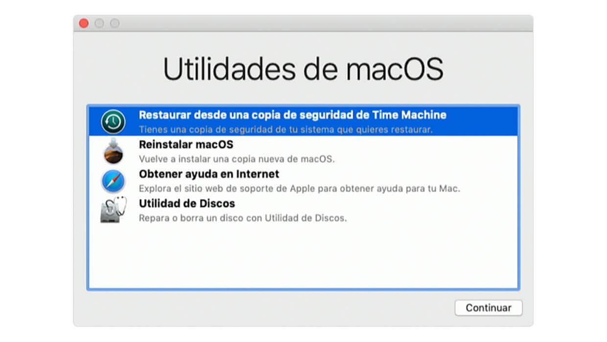 restaurar mac machine time