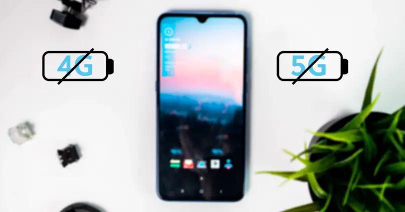 Différences dans la batterie d'un téléphone portable utilisant une connexion 5G ou 4G
