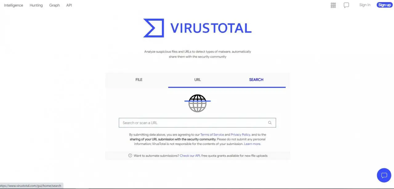 Analizar archivos with Virus Total