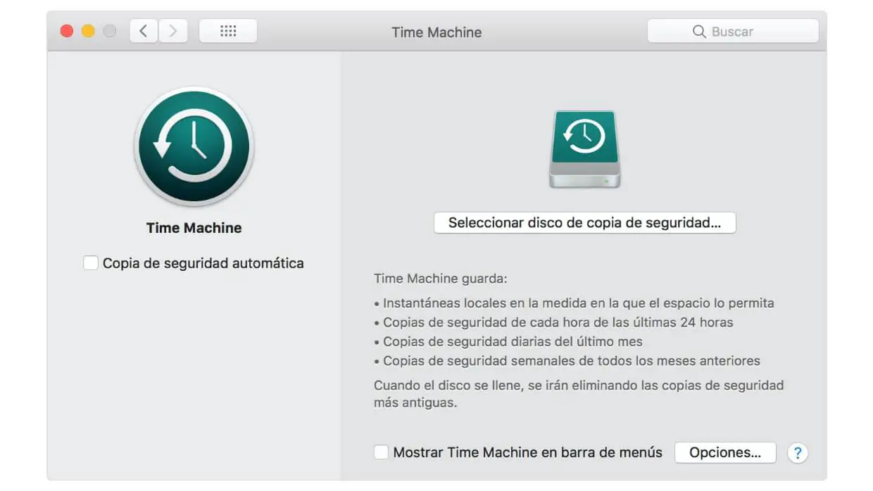 copia seguridad mac time machine time