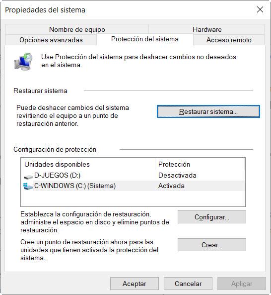 Créer un point de restauration dans Windows 10