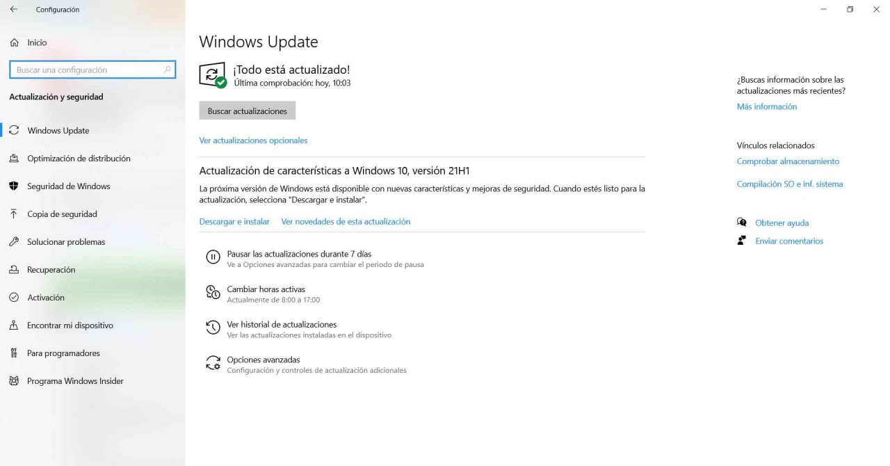 Buscar actualizaciones sv Windows