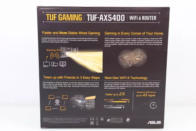 Trasera del routeur gaming ASUS TUF-AX5400 avec WiFi 6