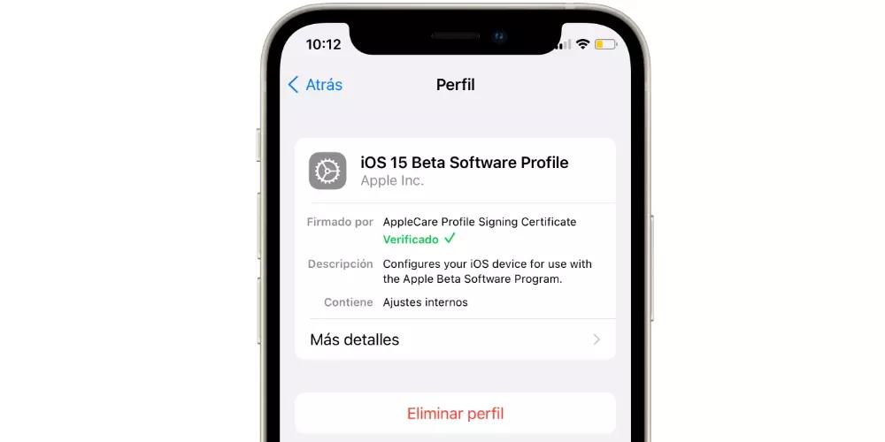 กำจัดเบต้า ios 15 perfil iphone