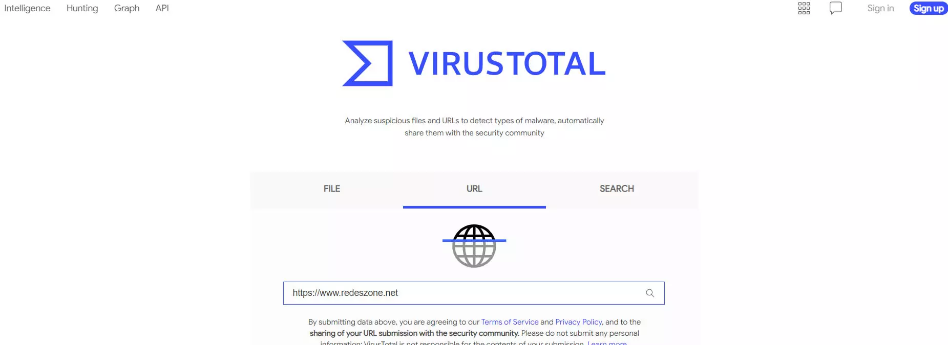 Analysar con VirusTotal