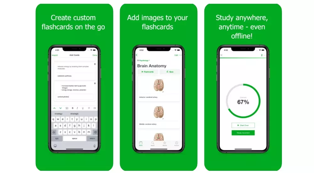 Apps om flashcards te maken om te studeren met de iPhone of iPad