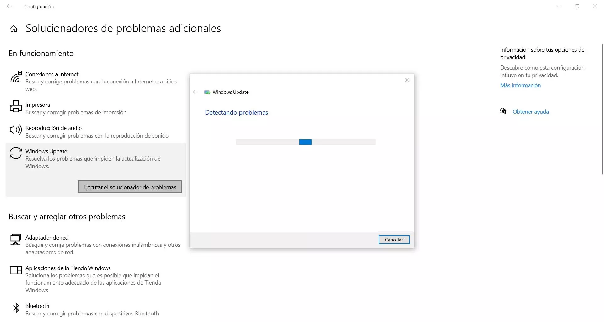 Solucionador de problemas al attualizzare Windows