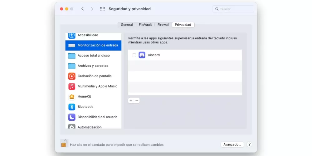 Privacidad discord mac