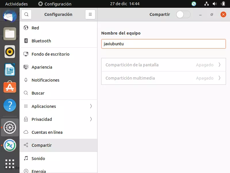 Compartir pantalla à Ubuntu