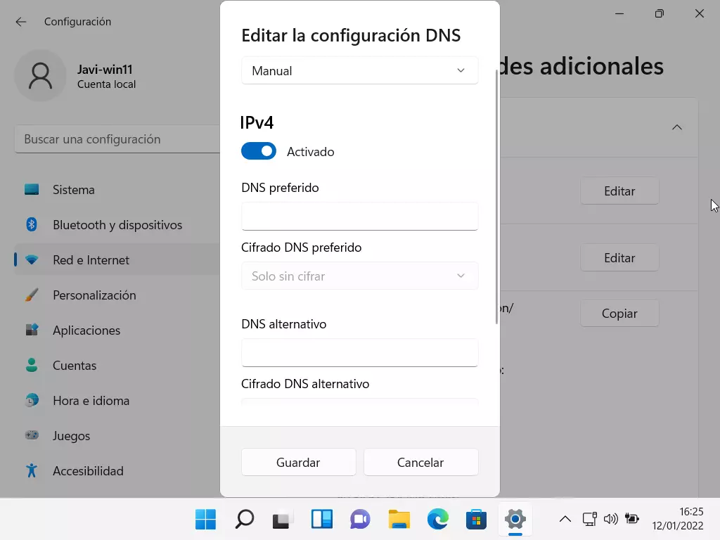 Cambiar DNS в Windows 11