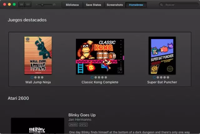 Biblioteca de juegos Homebrew де OpenEmu