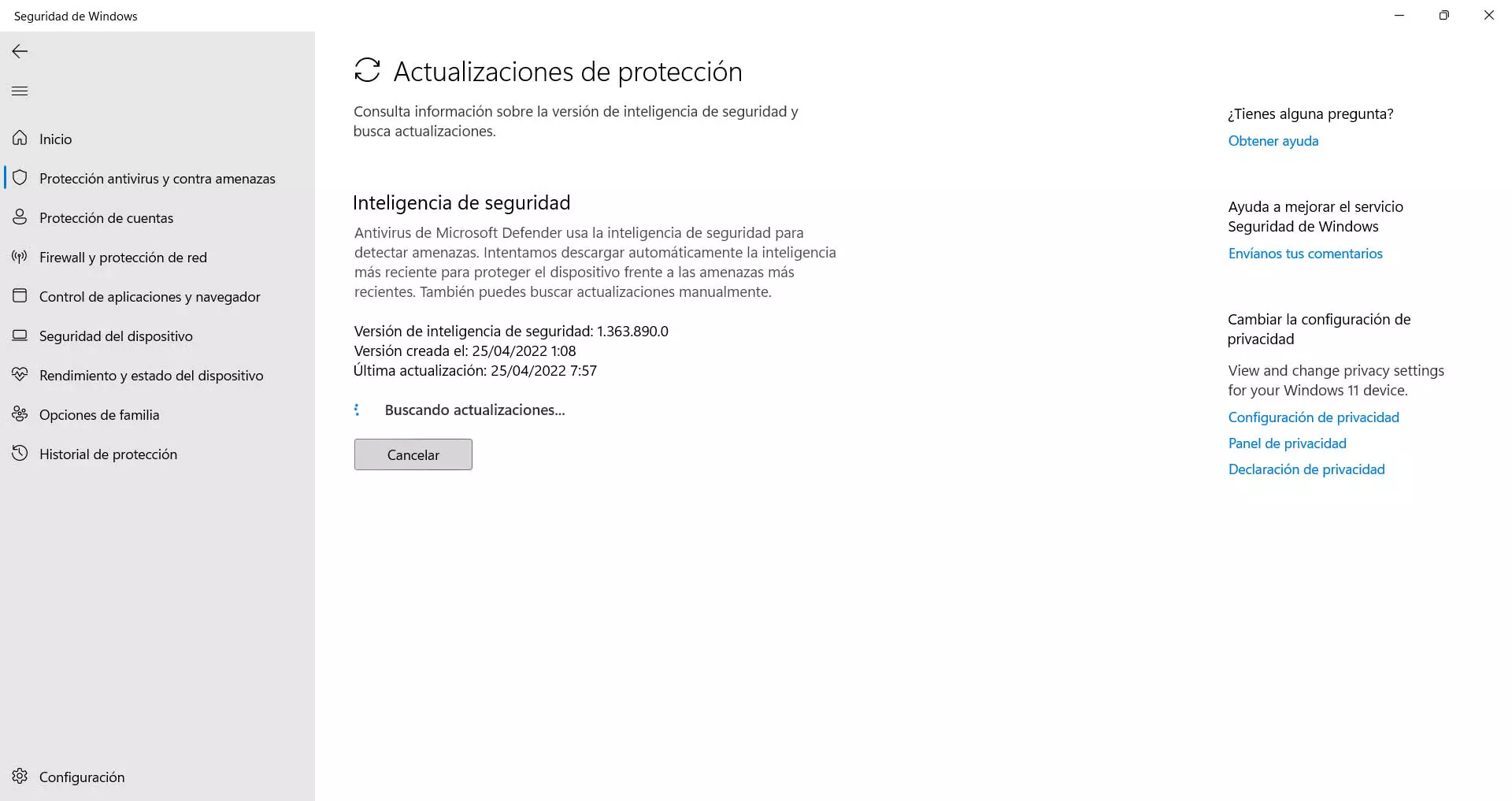 Mettre à jour Windows Defender