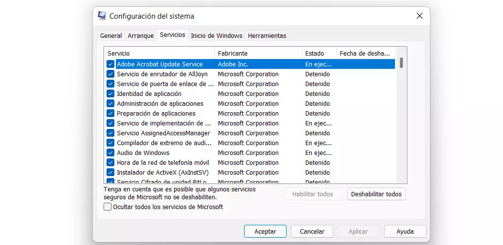 Habilitar servicios en Windows