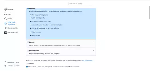 Configuration de la confidentialité de Firefox