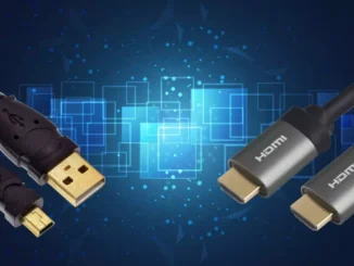 Guldpläterade HDMI- och USB-kontakter