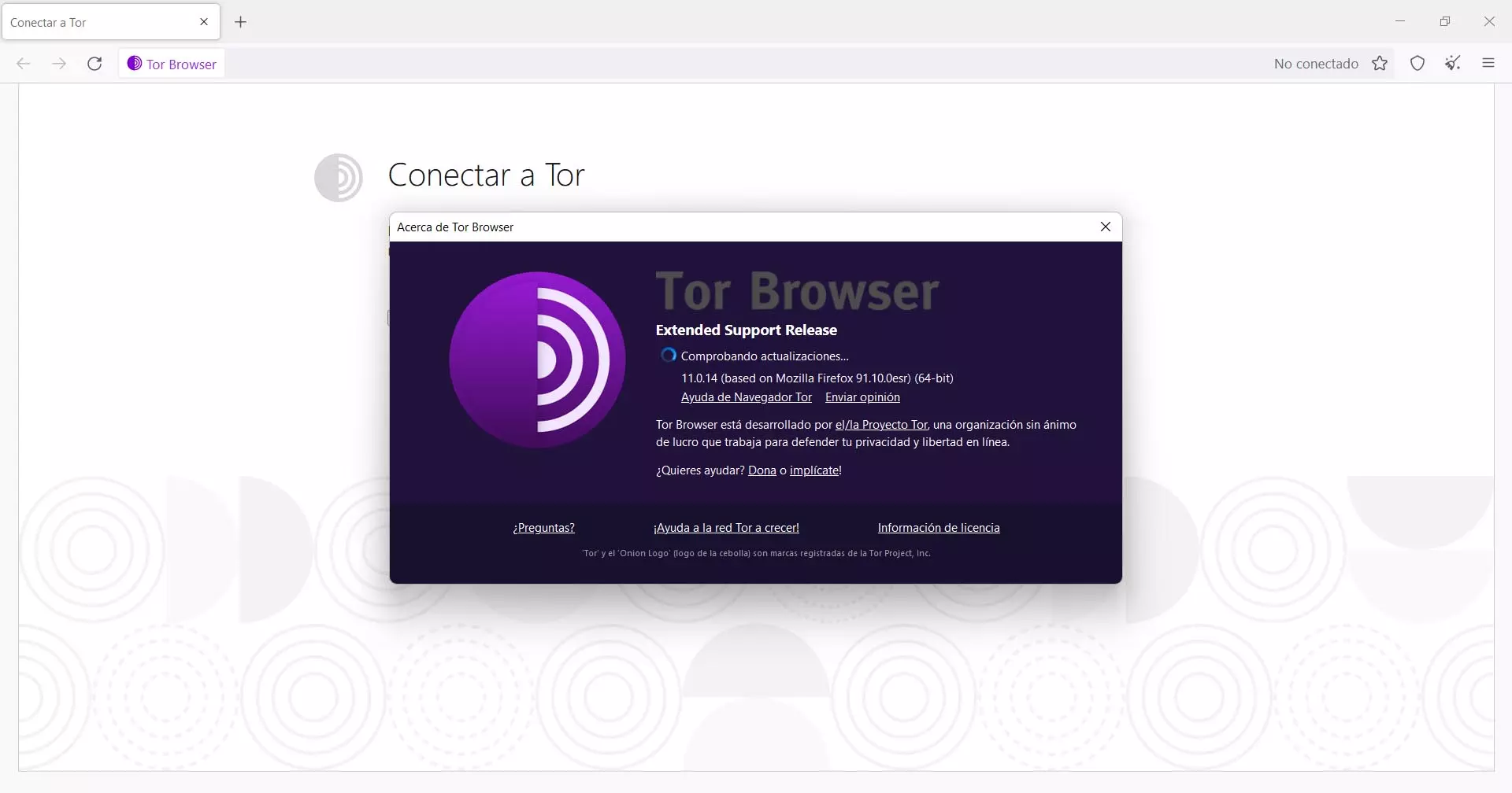 Aktualisieren Sie den Navegador Tor