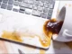 How to clean the laptop if coffee has spilled on it