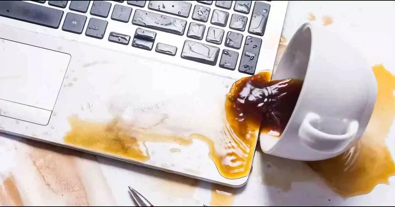How to clean the laptop if coffee has spilled on it
