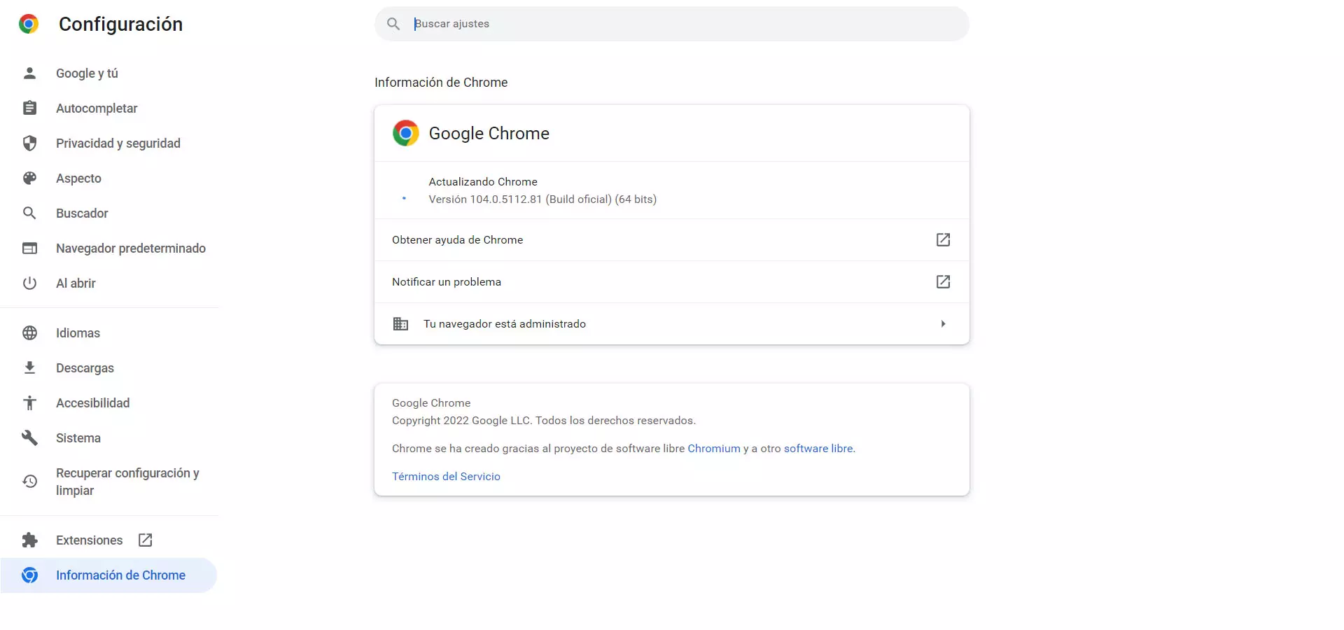 Обновите Google Chrome