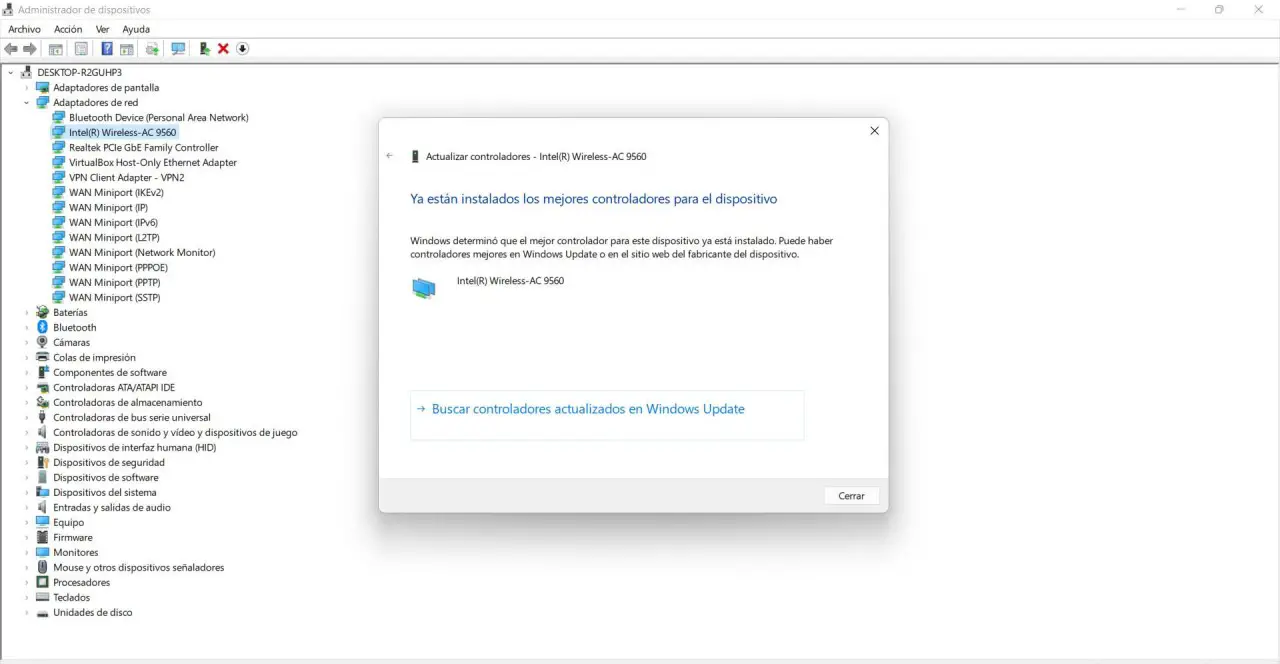 Ver si el Wi-Fi está actualizado en Windows
