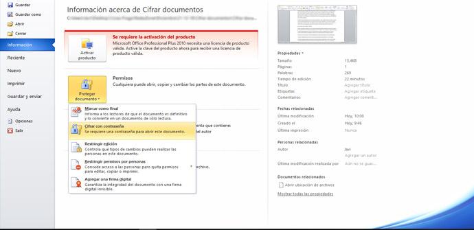 Cómo cifrar documentos ja Microsoft Word