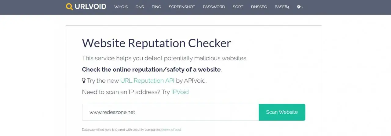 Detectar web falsa con URLVOID