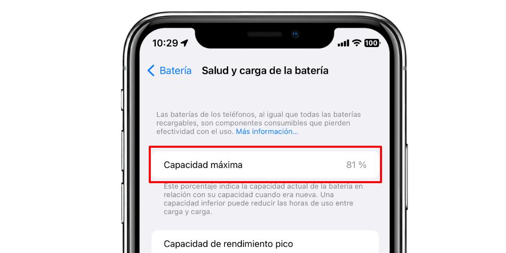 capacidad maxima bateria iphone
