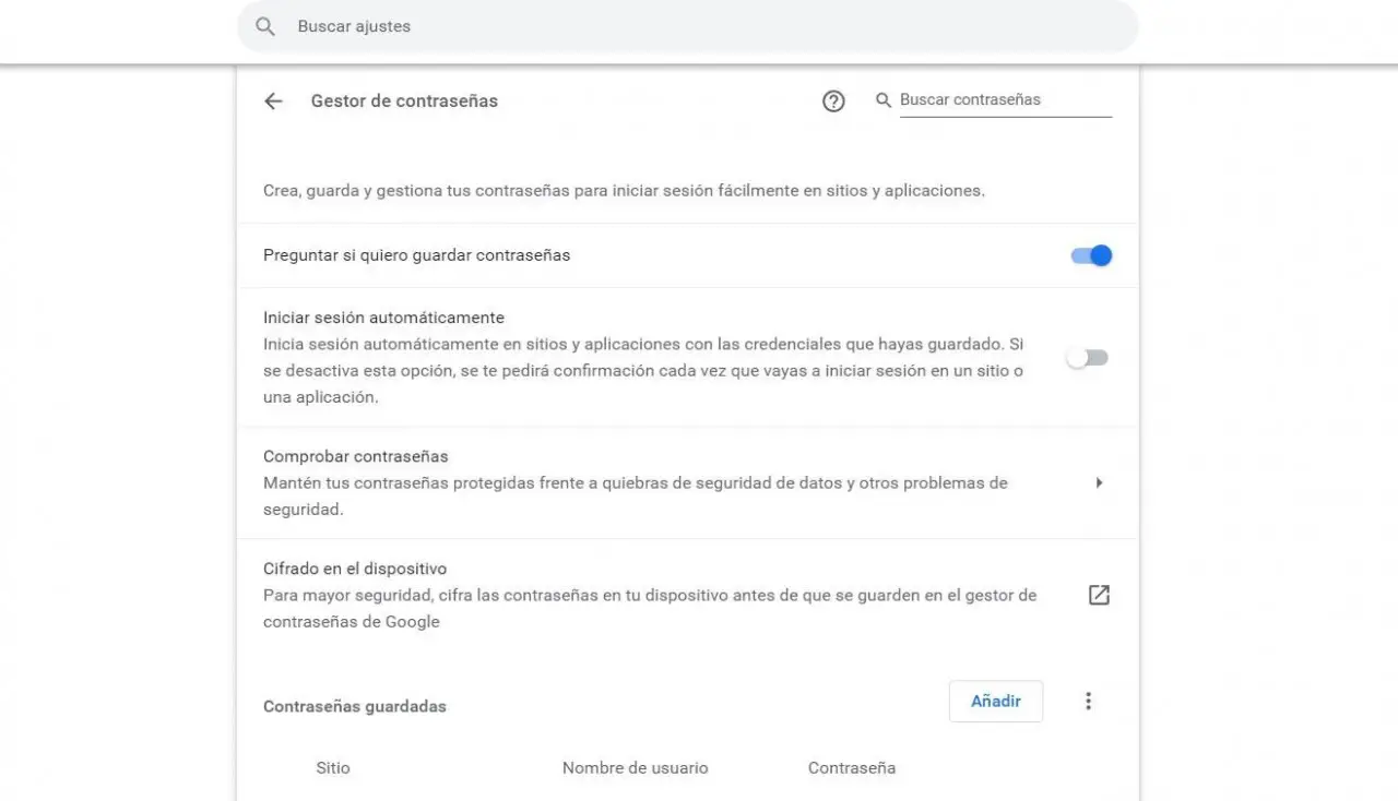 Comprobar contreseñas en Chrome