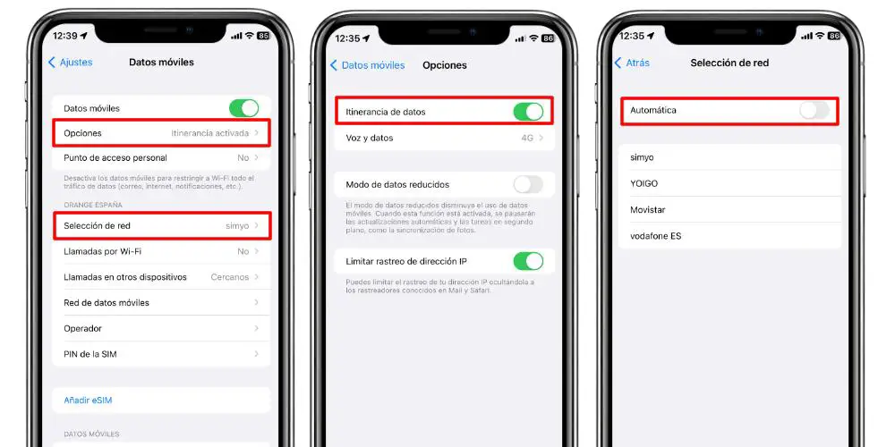 activar roaming extranjero iphone