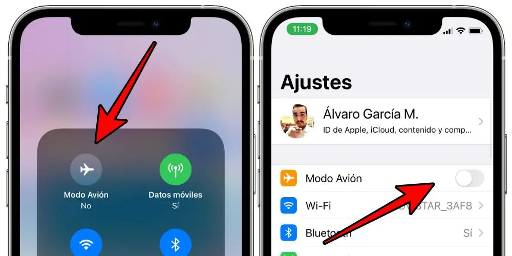 Modo avion iPhone