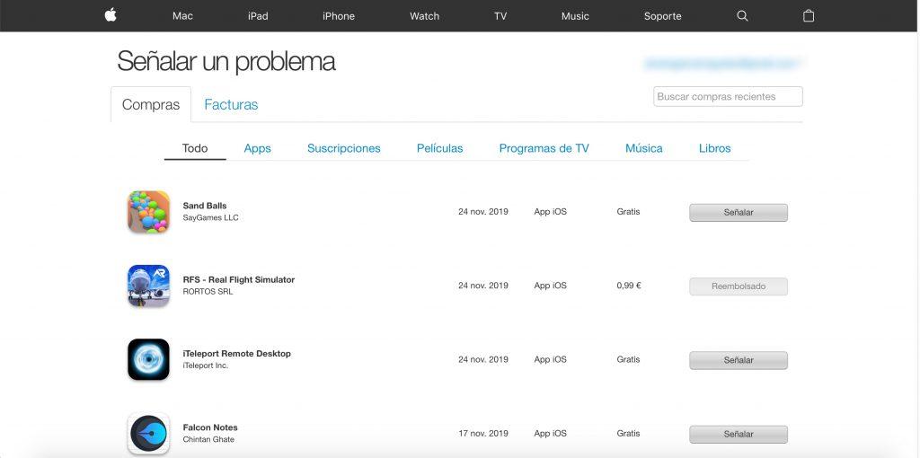 applications devolver compras App Store