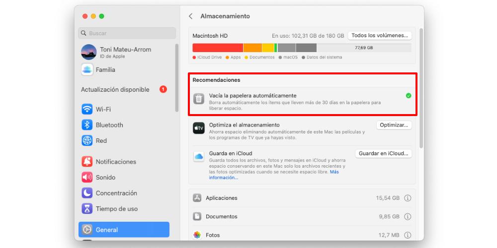 optimizar almacenamiento mac