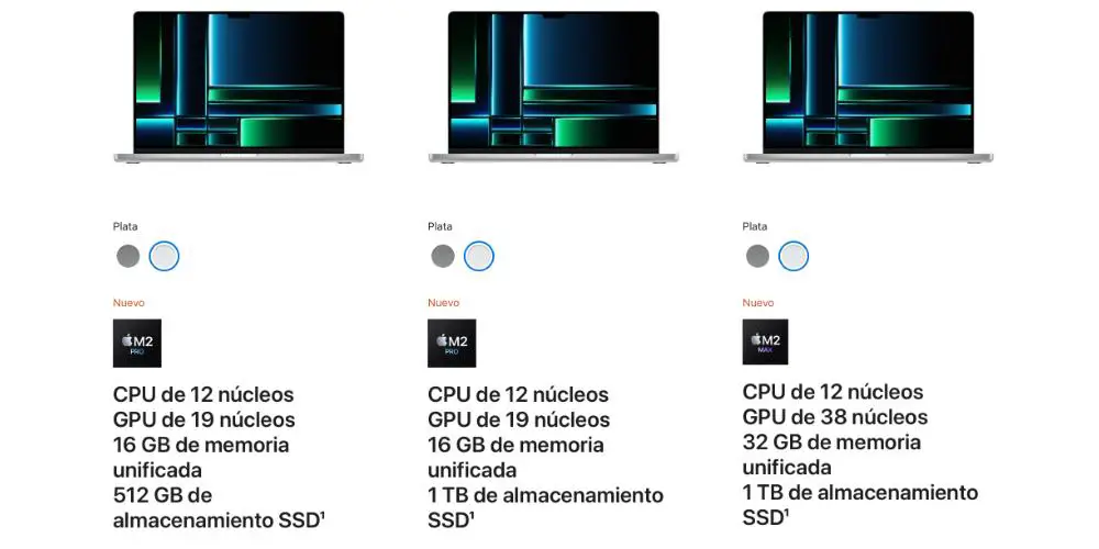 configuraciones base macbook pro 16