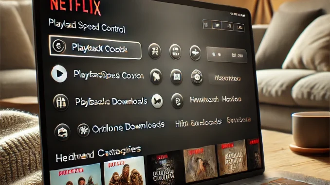 Netflix setup with features like playback