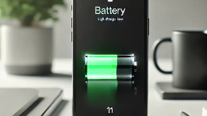 iPhone displaying a battery widget